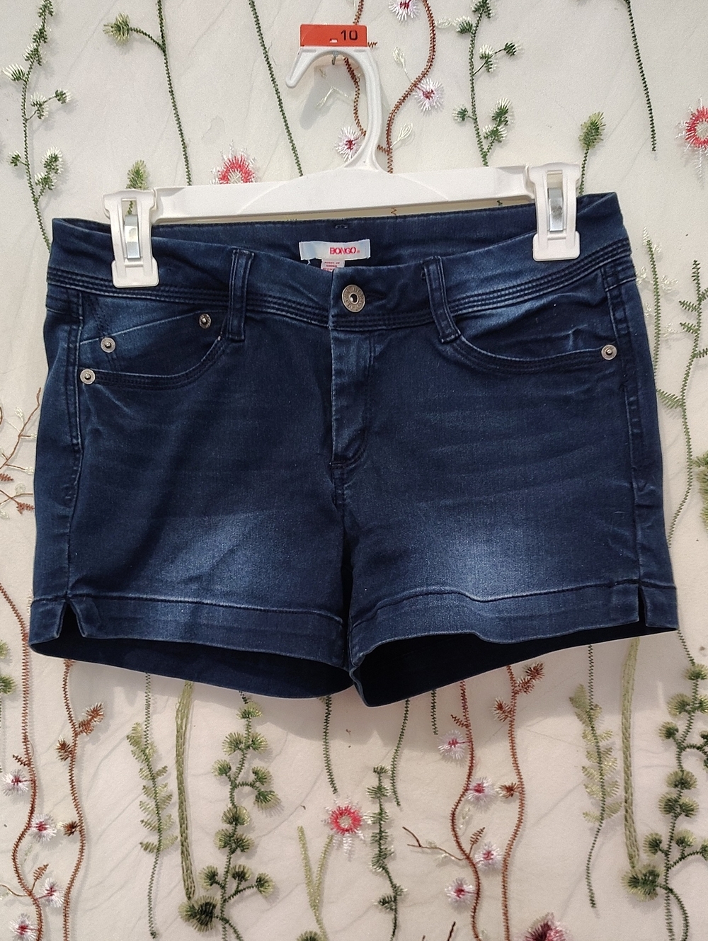 Vintage BONGO Dark Blue Denim Jean Low-mid Rise Shorts for Women